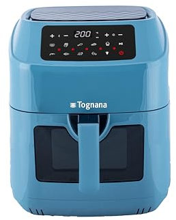 Tognana Iridea, Friggitrice ad aria 9,2L, doppia resistenza, display digitale, timer, 50-200°C, finestra, 2150W, Plastica-Acciaio Inox, Carta da zucchero
