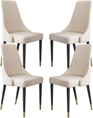 Moderne Esszimmerstühle, 4er-Set, Mikrofaser-Leder, Polsterstühle für Schlafzimmer, Wohnzimmer, Balkon, stilvolle Eisenbeine, Make-up, Schminkstuhl (Beige)