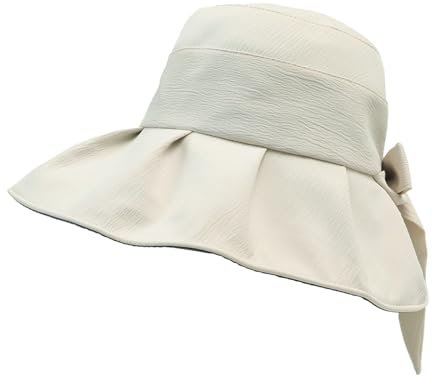 HIQIU Leicht Sonnenhut Damen mit Breiter Krempe Faltbar UPF 50+ UV-Schutz Strandhut Damen Sommerhut für Reise und Gartenarbeit (DE/NL/SE/PL, Alphanumerisch, Einheitsgröße, M, Beige)