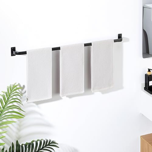 Mooche Handtuchhalter, Wandmontage, 80 cm, SUS304 Edelstahl, Einzelhandtuchstange für Badezimmer, Küche, Zuhause, Schwarz