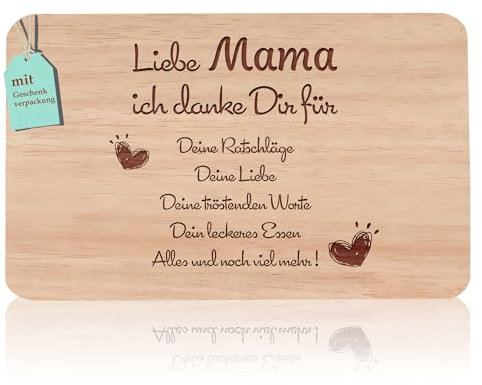 Frühstücksbrettchen mama geschenke | Brotzeitbrett mit Gravur | Mutter Geschenke Buchenholz | Geschenkidee ideal für Muttertag Geburtstags Weihnachten