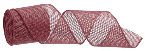 QUARKZMAN Ruban En Toile De Jute Bordure Filée Rose Foncé 2-1/2 Pouce x 5 Yard Ruban Filé Pour Emballage Cadeau, Nœud, Couronne, Sapin De Noël, Bouquet De Fleurs