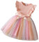 JiAmy Mädchenkleider Rippstrick Tüllkleider Pailletten Frühling Fliegende Ärmel Regenbogen Kinderkleid für 3-4 Jahre,Rosa
