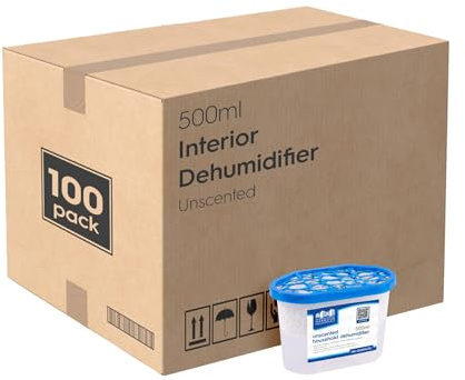 Harbour Housewares Dehumidifier 500ml Pack of 100 - Unscented - Interior Condensation Moisture Remover Mildew Absorber for Damp, Mould, Kitchen, Caravan, Car, Home, Bedroom, Wardrobe, Garage, Basement
