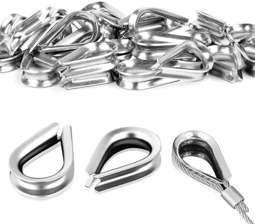 30 guardacables de acero inoxidable de 4 mm, guardacables de acero inoxidable, para cable de alambre, guardacabos para cable de alambre, cuerda de acero, cuerda de acero inoxidable, cuerda forestal