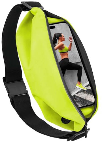 moex Lauftasche Jogging für HMD Arc Handytasche zum Joggen, Handy Laufgürtel, Bauchtasche Sport Laufgurt Fitness Running Belt, Sportgürtel Hüfttasche, 1 Fach, Gelb