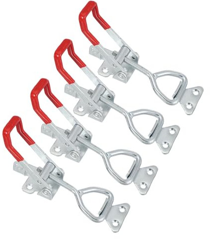 PATIKIL Toggle Latch Clamp 4003 Style, 4 Pcs Carbon Steel Adjustable Toggle Clamps Quick Release Smoker Pull Hasp Latches with Lock Hole 661Lbs Bearing for Box Lid Jig, Silver