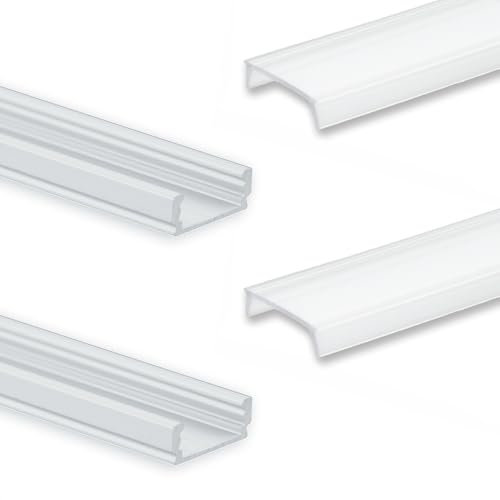 INNOVATE 2x2m LED Schiene Aluminium Profil - Alu Profil für LED Stripes/Streifen - LED Kanal - ALU Leiste - Abmessung: 2000mm x 17mm x 7mm (Alu Profil silber inkl. milchiger Abdeckung für LED Stripe)