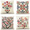 OYIMUA 4er Set Leinen Kissenbezug 50x50 Vintage Bunt Blumen Dekokissen Quadratisch Sofakissen Outdoor Kissen