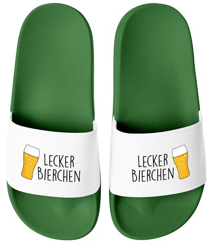 MoonWorks® Badeschlappen Lustig Spruch Lecker Bierchen Badelatschen Herren Damen Badeschuhe Pool Party Urlaub Männer Frauen