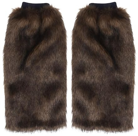 BESPORTBLE JambièRes En Fausse Fourrure Douce Chauffe Jambe Longues Marron Pour Femmes Couvre-Poignets De Bottes Accessoire Hiver Chaud Et Confortable