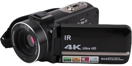 Yanmis 4K-Digital-Camcorder, 64-MP-Videokamera mit 18-fachem Zoom, 3-Zoll-Touchscreen-Stabilisator, Fernbedienung, 32-G-Karte, 2 Batterien für YouTube-Vlogging, Live-Streaming