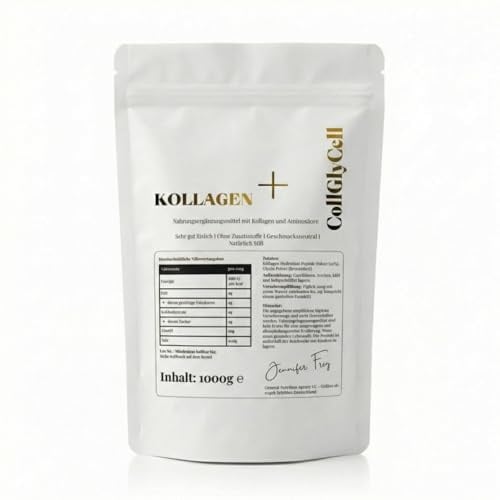1000g Kollagen+ Glycin Pulver (1 kg) – Collagen Hydrolysat Peptide Typ I, III - Gut löslich - von Natur aus sehr Süß - Hohe Bioverfügbarkeit