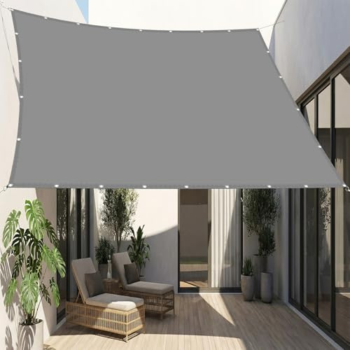 Sonnensegel 4.5 x 7.5 m 95% Uv-Schutz Wasserdicht Wasserdicht Segeltuch Sonnensegel Schattenspender für Außenbereich, Garten, Hellgrau