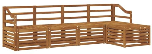 vidaXL Sofagarnituren 5 pcs Natur Massivholz Akazie, Garten, modernes Outdoor-Sofa-Set, modulare Terrassenmöbel, robuste Akazie, minimalistische Lounge, ideal für Pool