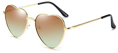 Dollger Herz Sonnenbrille Damen Herzförmige Sonnenbrille Vintage Thin Metallrahmen Love Rave Herzform Sonnenbrille UV400 Schutz