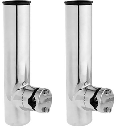 Backbayia 2 Stück Rutenhalter für Angelruten, Befestigung mit Klemme aus Edelstahl, für Boote, Meer, 1 – 1/4 – 2 Zoll