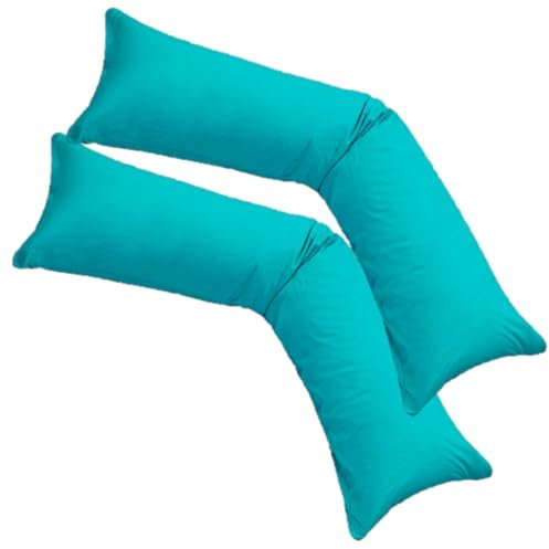 Moon 2er Pack Seitenschläferkissen Bezug Jersey 100% Baumwolle Kissenbezug Stillkissen (2er Pack 40x145, Petrol)