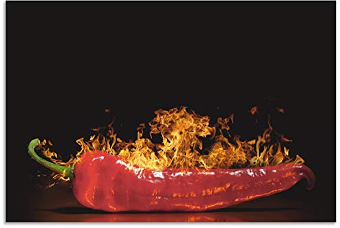 ARTland Spritzschutz Küchenrückwand aus Alu für Küche Herd Spüle 90x60 cm (BxH) mit Motiv Essen Lebensmittel Gewürze Chili Flammen Modern Dunkel Rot S7PR