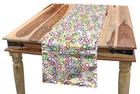 ABAKUHAUS Bunte Kreise Tischläufer, Farbige geometrische Kreis, Esszimmer Küche Rechteckiger Dekorativer Tischläufer, 40 x 180 cm, Lavendel Grün