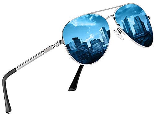 DUCO Coole Fliegerbrille Sonnenbrille Klassische Unisex Pilotenbrille UV400 Filterkategorie 3 3025K (Gestell: Silber, Gläser: Blau)