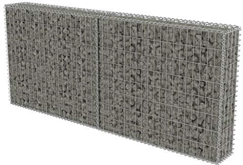 Tidyard Gabionenwand Gabione Steinkorb 200 x 20 x 85 cm, aus Verzinkter Stahl, Silbern, für Stützmauern Stützwand Gartenzaun