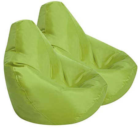 Bean Bag Bazaar Dalton Kids Bean Bag, Lime, 2 Pack, Water Resistant, Gaming Chair for Kids, Beanbag for Indoor and Outdoor Use with Filling Included, Childs Chair ideal for Bedroom, Playroom, Garden