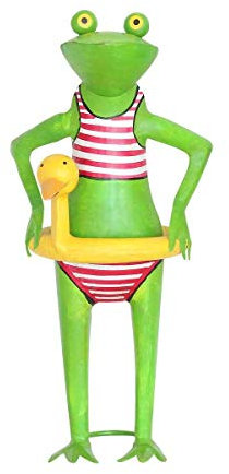 440s Exner Metall Froschdame KANU im roten Bikini mit Schwimmente | EX-235091-R | 4260553562226