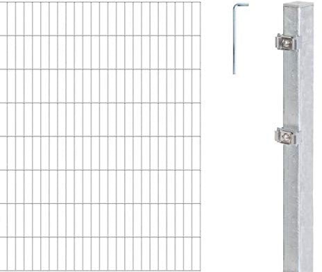 Alberts 652944 Doppelstabmattenzaun als 24 tlg. Zaun-Komplettset | verschiedene Längen und Höhen | feuerverzinkt | Höhe 160 cm | Länge 22 m