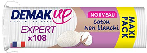 Demak'Up Expert Disques Cotons à Démaquiller 100% Fibres de Coton Naturelles, 108 Cotons
