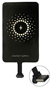 MyMAX – 1300mA Tipo C Magic Tag Super-Fast Qi Receptor y Adaptador de Carga Inalámbrica Compatible con Google Pixel, Samsung, LG, Sony, Nokia, y Otros Dispositivos USB-C (Corta, Plastico)