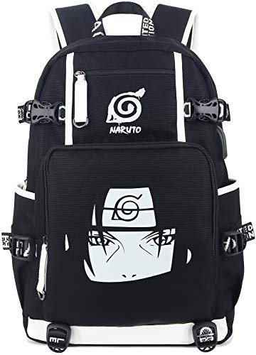 Roffatide Anime Black Laptop Backpack Luminous College School Bag Printed Backpack with USB Charging Port & Headphone Port
