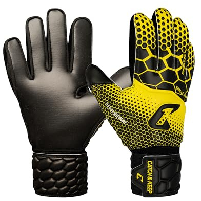 CATCH & KEEP Torwarthandschuhe Kinder Größe 3 - Kralle Junior Pro 3.0 mit Dragon Grip - Fußballhandschuhe mit Extra Daumenstütze, Handgelenksbandage & Punching Zone