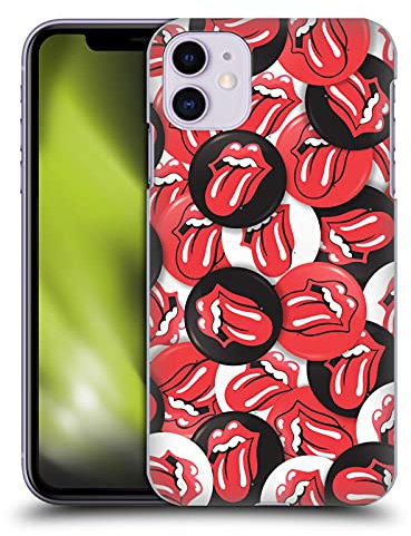 Head Case Designs Oficial The Rolling Stones Tongue Classic Button Pattern Colección de Lameduras Carcasa rígida Compatible con Apple iPhone 11