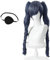 GZIRUE Blaugraue Lange Locken Wellen Perücke Haar mit Pferdeschwänze Augenklappe für Ciel Phantomhive Cosplay Wig Female Anime Kostüm