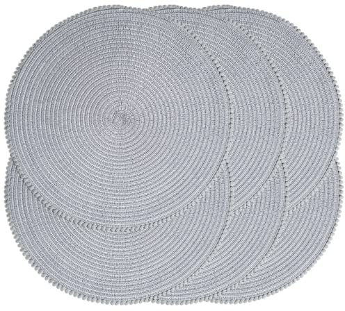 Runde geflochtene Platzsets, 38,1 cm, runde Tischsets für Esstische, natürlich gewebt, hitzebeständig, 6 Stück (B Hellgrau)