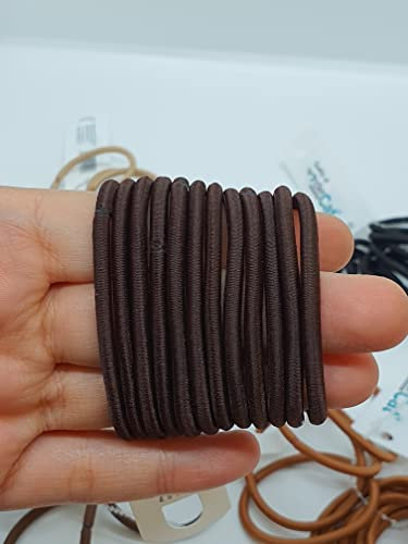 12 PCS BROWN Elastic Hair Bands, 3mm Elastic Hair Ties Ponytail Holders, Bulk Hair Ties No Metal Gentle Elastics for Women Men Girls Kids (Brown) - A2THIBRO
