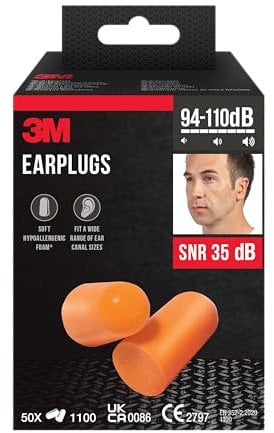 3M Tapones para los oídos 1100, Pack de profesionales, 50 pares/paquete (94-110 dB)
