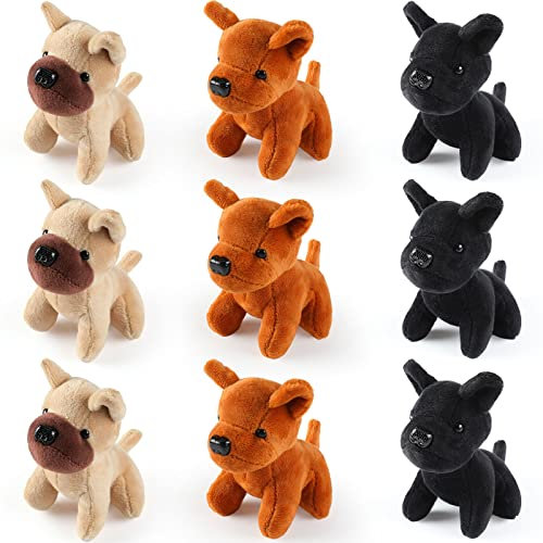 Sumind 9 Pcs Jouet Animal en Peluche Mignon Faveurs de Fête de Mini Chiot Chien en Peluche Pendentif de Poupée en Peluche Animal Doux pour Porte-clés Clips Sac à Dos (Chiot Ringard)