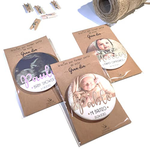 Pack chapas Personalizadas | Detalles y Recuerdos de Bautizos | Comuniones, Bodas,Fiestas de Cumpleaños.para Invitados Originales | Lulamuk