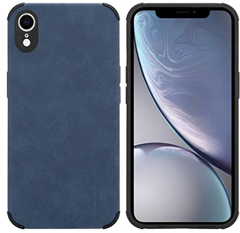 Cadorabo Hülle kompatibel mit Apple iPhone XR Schutzhülle TPU Silikon Case Kunst Wildleder Design Slim Kratzfest Weiche Gummi mit Rundumschutz Case Hülle für iPhone XR in Blau