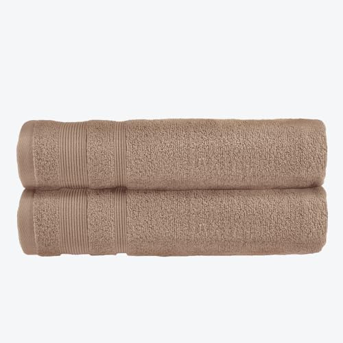 Allure Zero Twist Bath Sheet Set, Extra Large Bath Towel, Pack of 2, 100 x 150cm, 100% Egyptian Cotton (Mocha)
