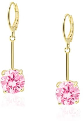 VONSSY Orecchini pendenti con pietre preziose| Eleganti orecchini pendenti in cristallo Leverback placcato oro/platino 18 carati | Regalo di gioielli vintage per moglie madre figlia (Oro-Rosa)