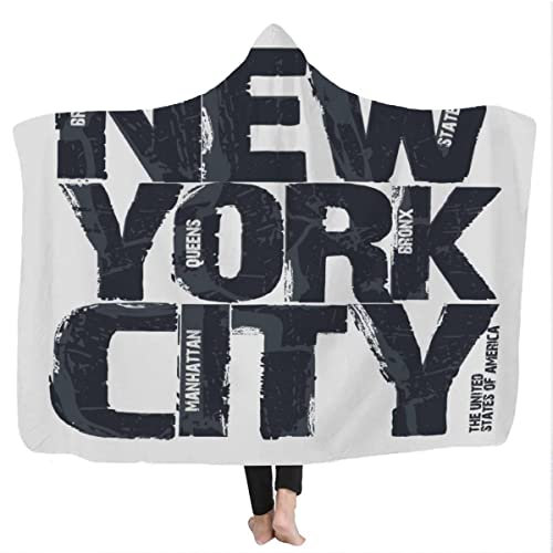 New York Kuscheldecken Mit Hut 3D Flauschige Warm Mikrofaser Sherpa Decke Individuelle Kunst Couchdecke Für Bett Sofa Kapuzen-Decken 130X150 cm