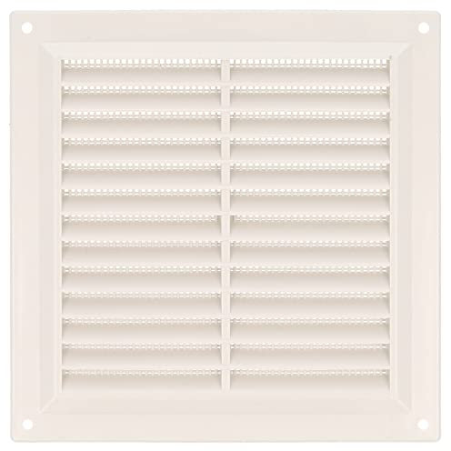 Amig - Rejilla cuadrada de plástico con mosquitera- Rejillas de ventilación para salida de aire - Adecuado para techo de cocina y baño - Medidas: 170 X 170 MM - Color: Blanco