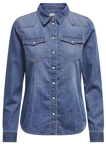 ONLY ONLALEXA L/S DNM Shirt FS Noos, Blusas Mujer, Medium Blue Denim,