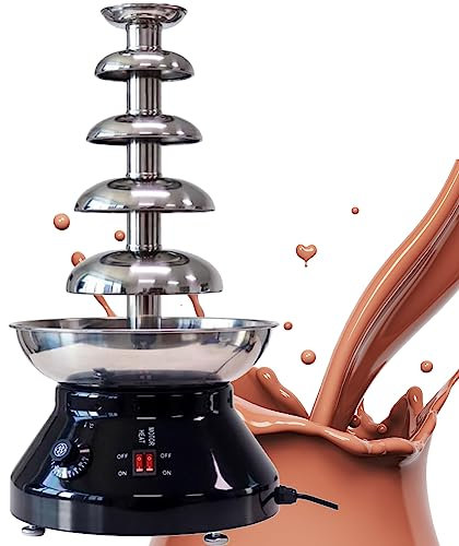 Macchina per Fontana di Fonduta di Cioccolato a 5 Livelli, Macchina per Cascata di Cioccolato in Acciaio Inossidabile, 30 ℃ ~ 110 ℃ Macchina di Fusione Riscaldata Formaggio Regolabile per Matrimoni