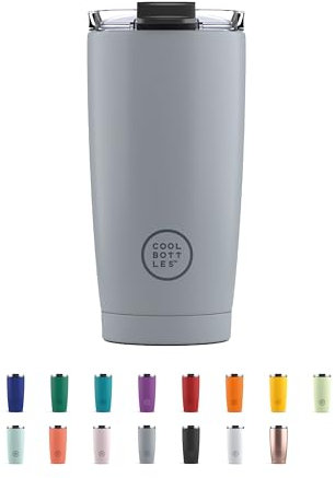 Cool Bottles - Tumbler - Gobelet Isotherme en Inox - 550 ml - Pastel Grey - Tasse à Café Thermique - Couvercle Hermétique - Boissons froides 10h et chaudes 5h - Finition Anti-tâches