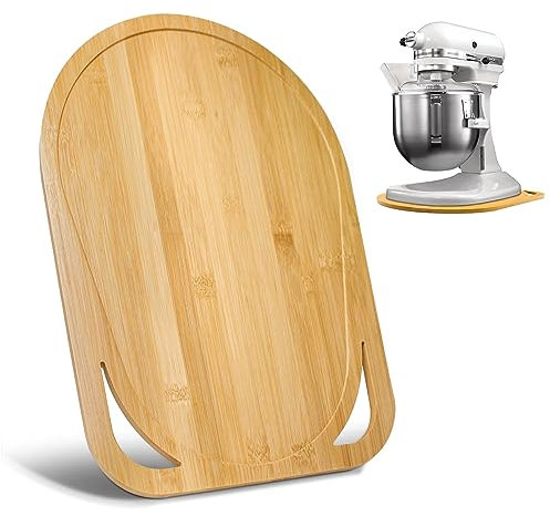 Bamboo Mixer Slider Compatible with Kitchenaid Bowl Lift 5-8 Qt Stand Mixer - Kitchen Countertop Storage Mover Sliding Caddy for Kitchen Aid 5-8 Qt Mixer, Mixer Appliance Moving Tray