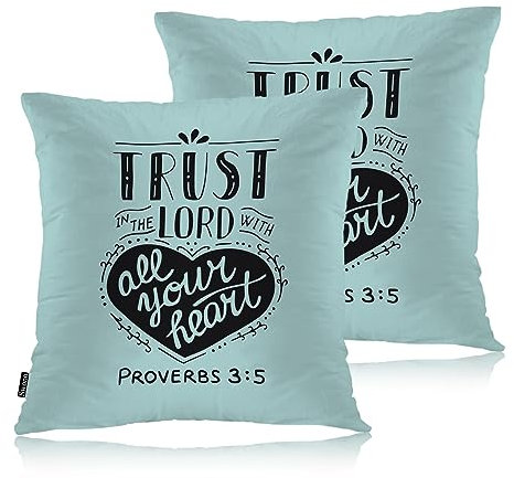 Swono Gemütlicher Kissenbezug mit christlichem Vers, Trust in The Lord, dekorativer Überwurf-Kissenbezug, Bibelzitat, Outdoor-Kissenbezug für Zuhause, Büro, Wohnheim, Sofa, Picknick, Auto, 45,7 x